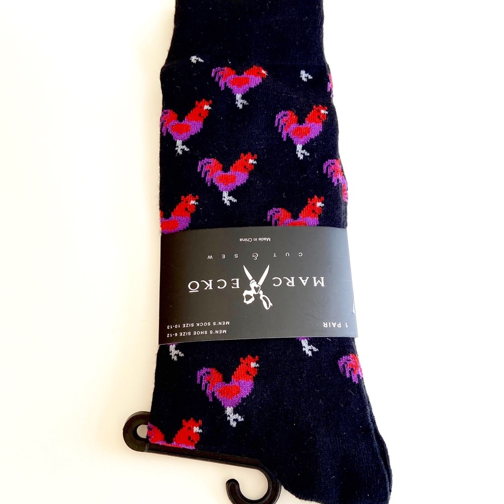 Novelty fun socks - Rooster -  black purple red